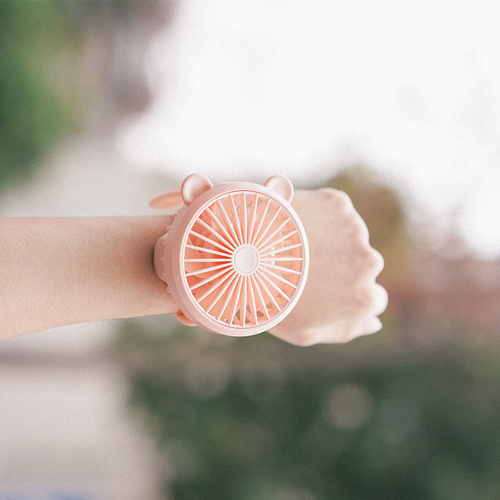 Women Portable Hand Fan with Wrist Strap Function Bowlift