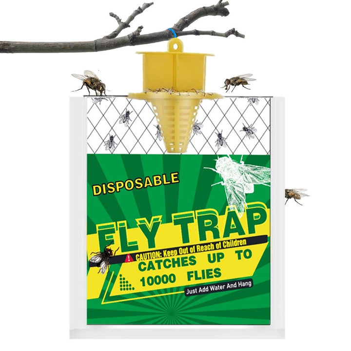 Disposable Hanging funnel fly trap with bait reservoir Bowlift