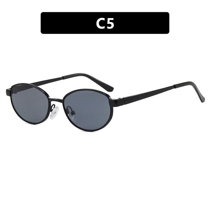 Women's fashionable sunglasses in an elegant oval design with a high-quality metal frame Bowlift