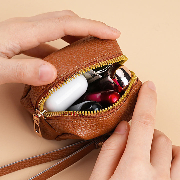 Compact Leather Zippered Pouch