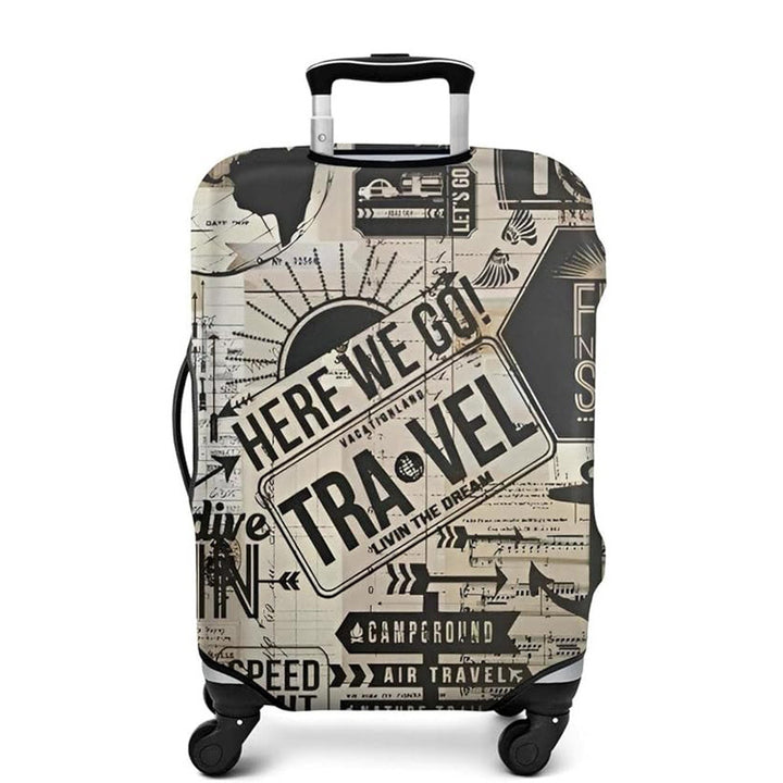 Unisex nan elastic Suitcase Cover with urban Doodle pattern, zipper and all-round protection for 4-wheel trolleys Bowlift