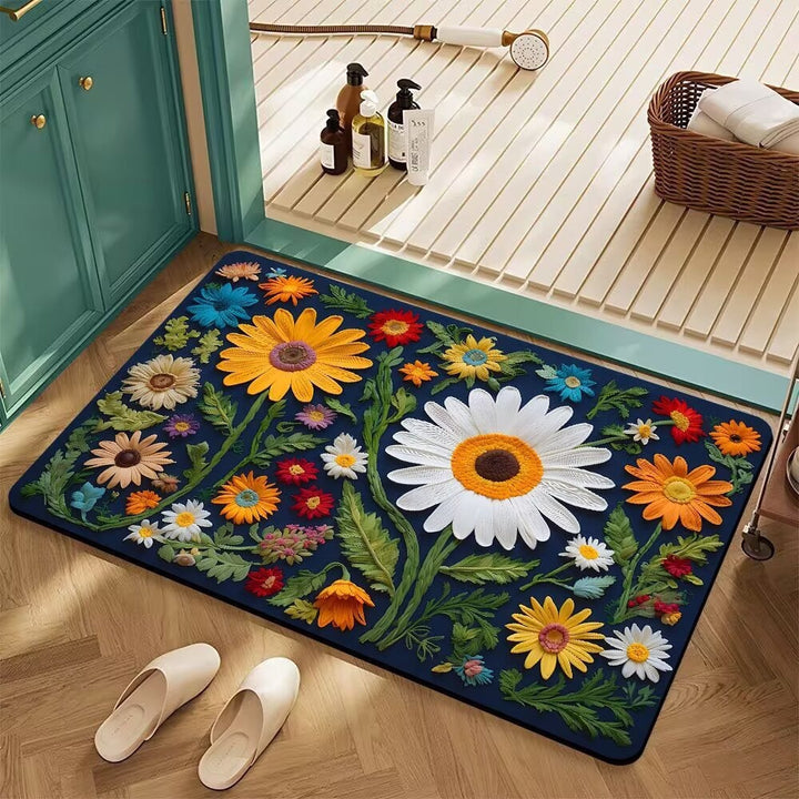 Floral Patterned Bath Mat Bowlift