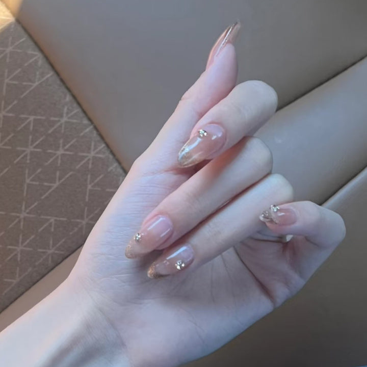 Elegant Glitter-Accent Press-On Nail Set Bowlift