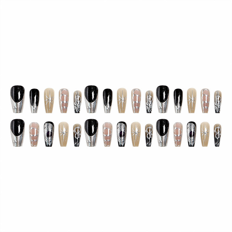 Artificial nail set with elegant glitter and design accents Bowlift
