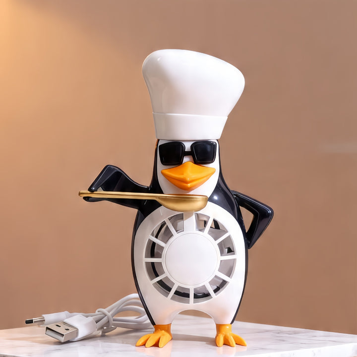 Ladies table fan in creative penguin design Bowlift