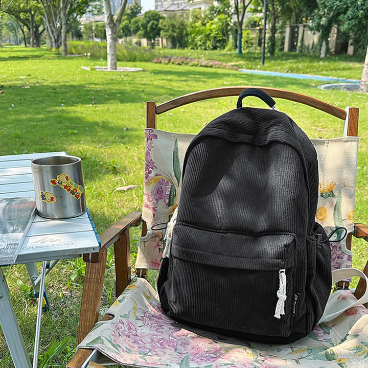 Corduroy Textured Casual Backpack Bowlift