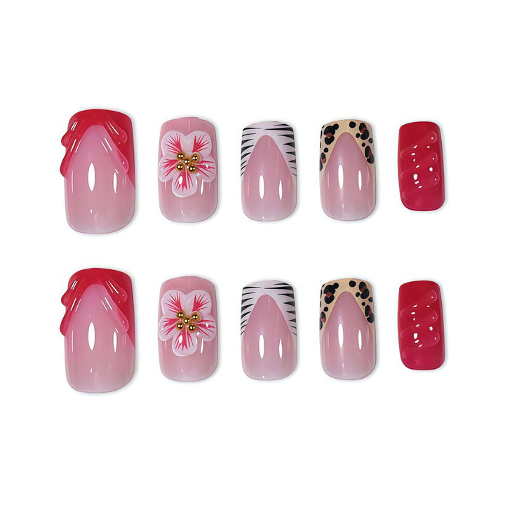 Decorative Press-On Nail Art with Floral Designs Bowlift