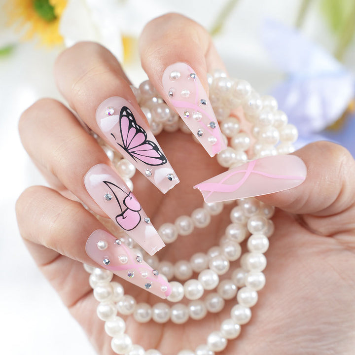 Artistic Butterfly Press-On Nail Set Bowlift