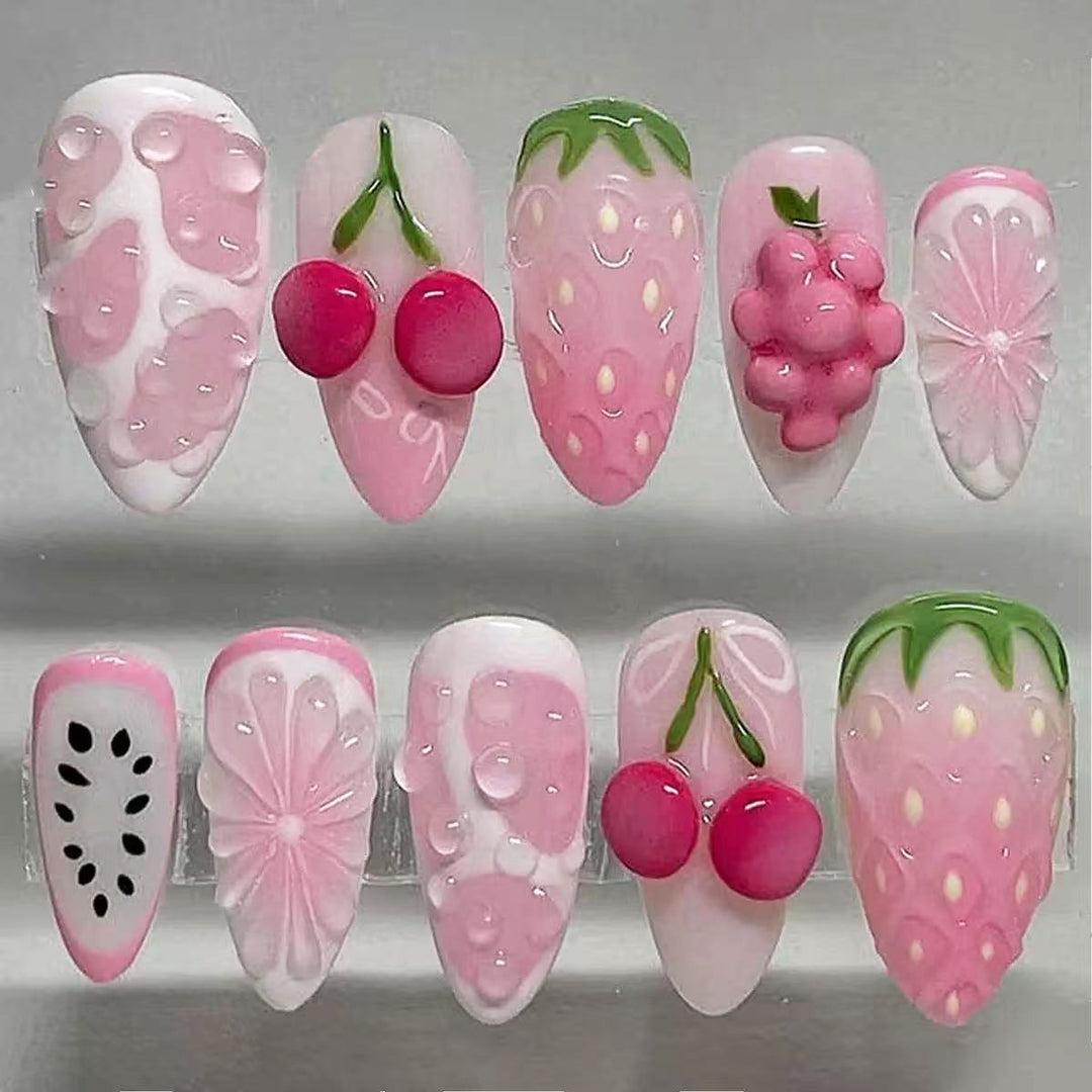 Fruit-Themed Artistic Press-On Nail Collection