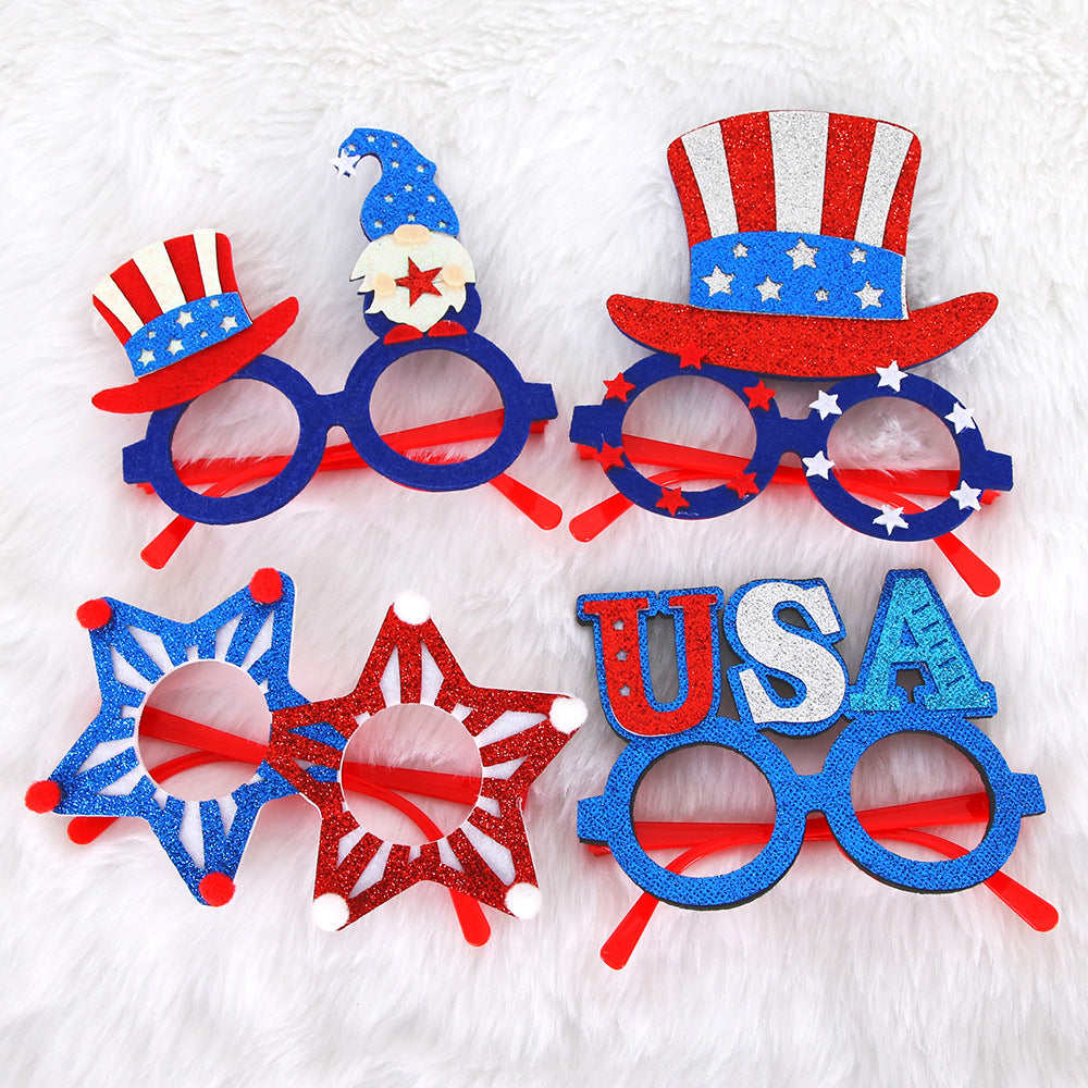 Unisex nan party glasses with USA glitter attachment and round frame Bowlift