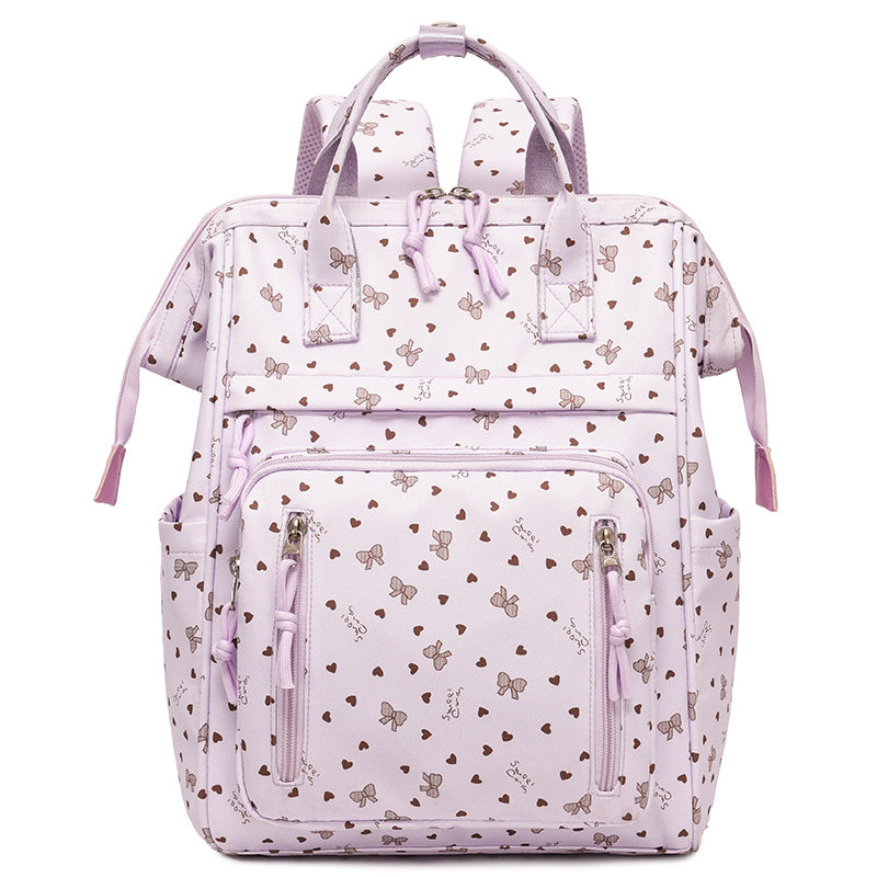Stylish Heart-Printed Multi-Pocket Backpack Bowlift