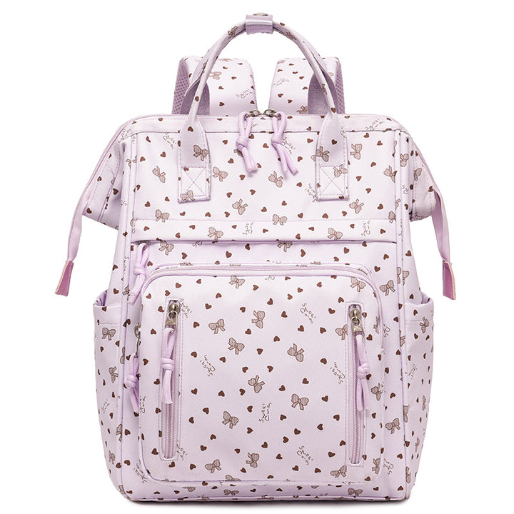 Stylish Heart-Printed Multi-Pocket Backpack Bowlift