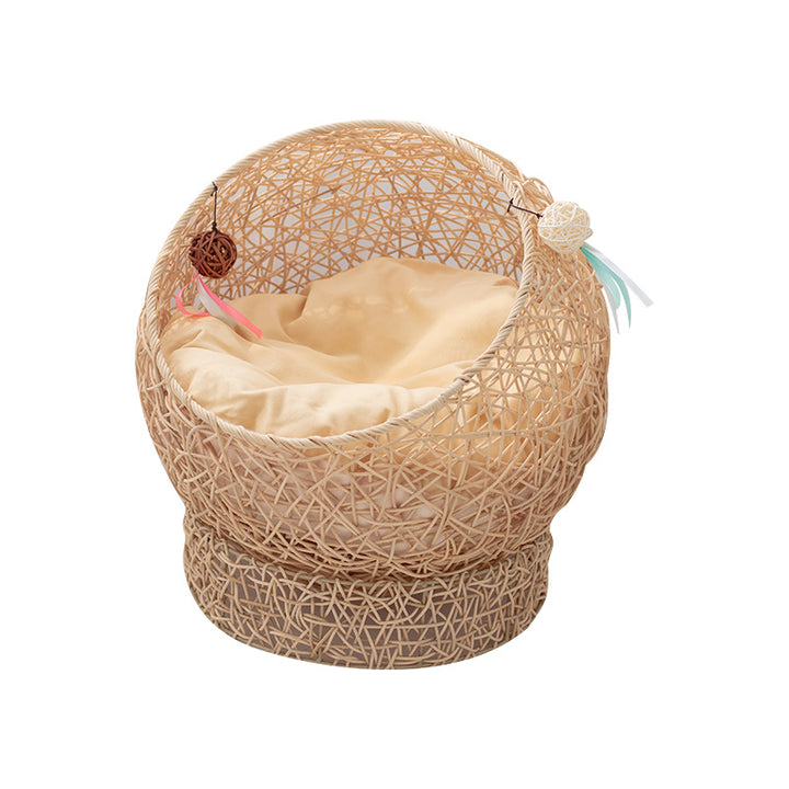 Modern Whimsical Woven Pet Bed Bowlift