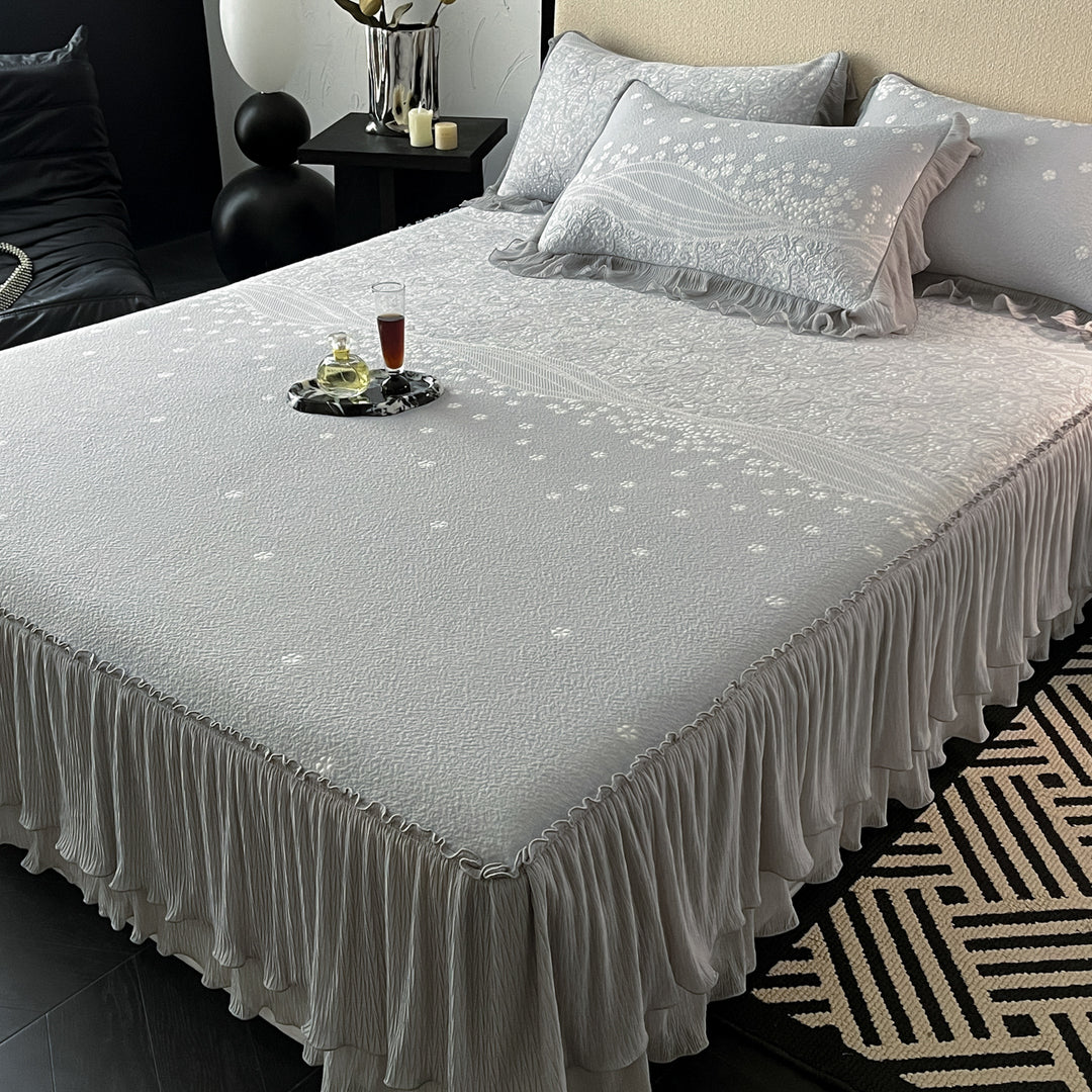 Ruffled Embellished Bedspread Set