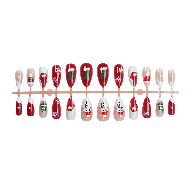 Festive Winter-Themed Press-On Nail Art Set Bowlift