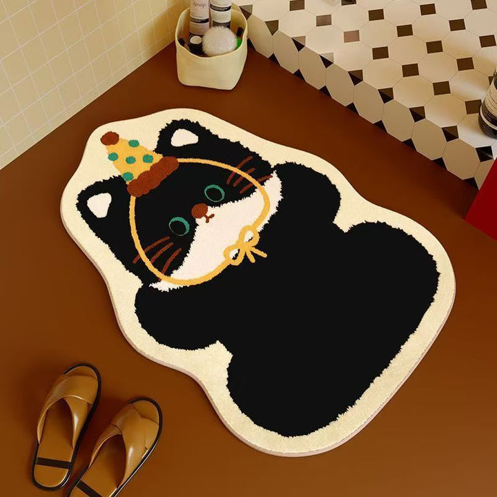 Cartoon Cat-Themed Bath Mat Bowlift