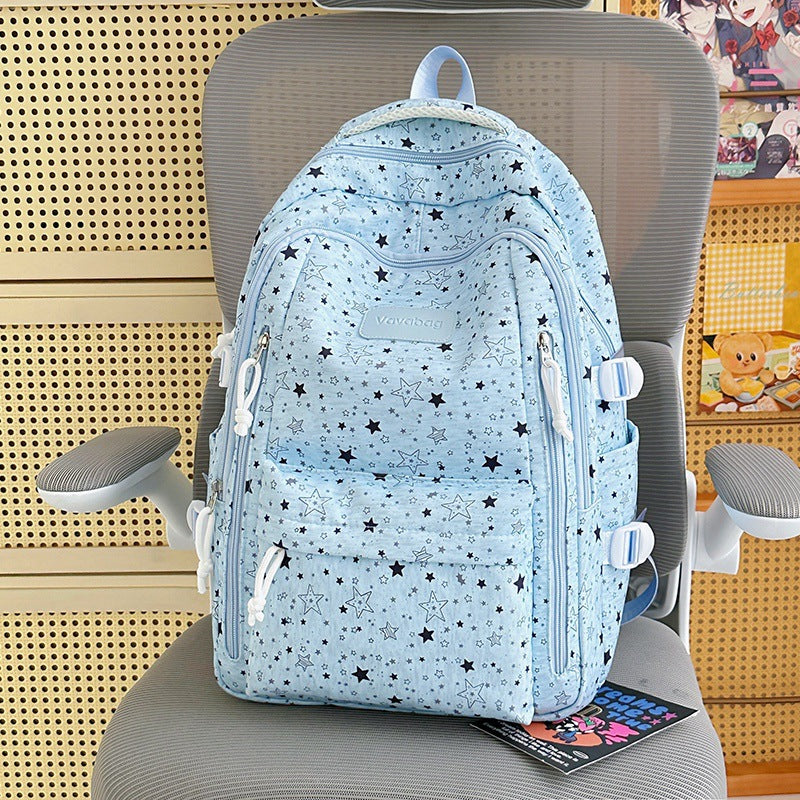 Lightweight Star-Patterned Backpack Bowlift