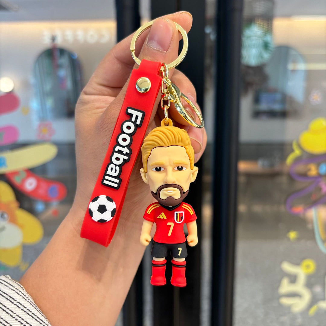Collectible soccer player rubber keychain Bowlift