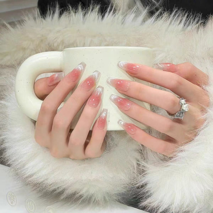 Glittery French Tip Press-On Nails Bowlift