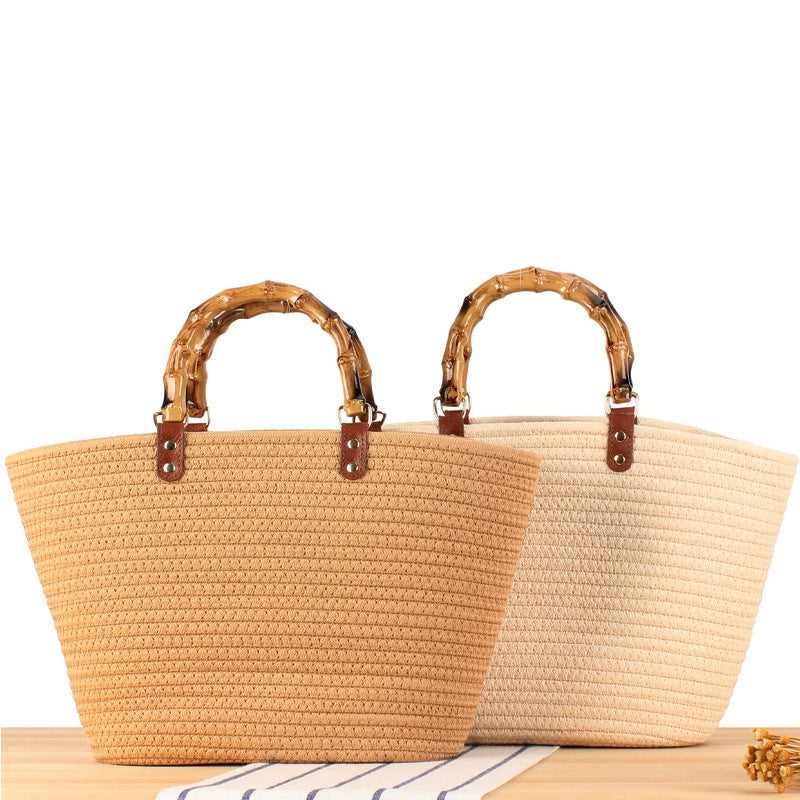 Elegant basket bag with bamboo handles Bowlift