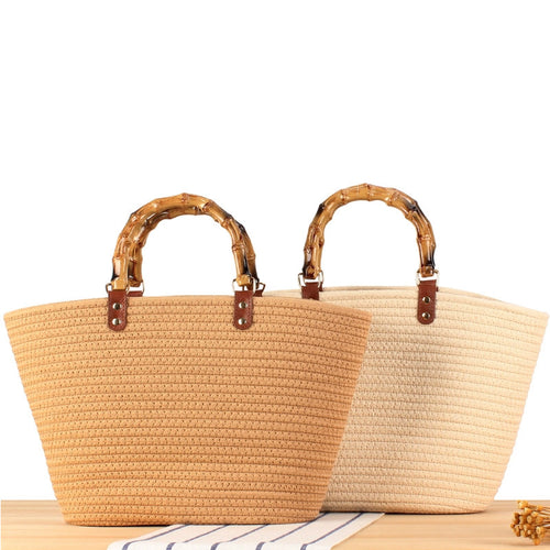 Elegant basket bag with bamboo handles Bowlift