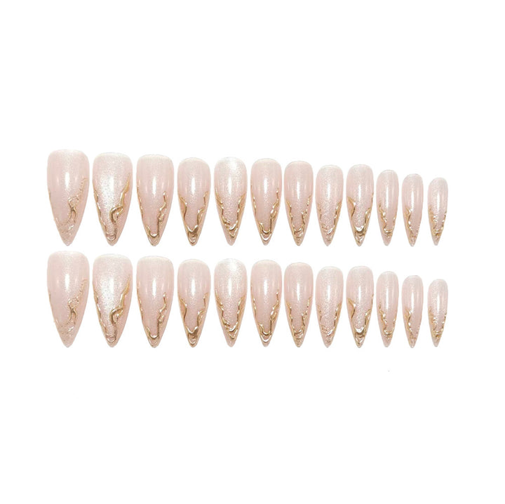 Artificial nails in an elegant style with gold accents Bowlift