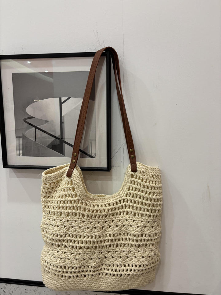 Hand-knotted shopper bag with integrated leather handle Bowlift