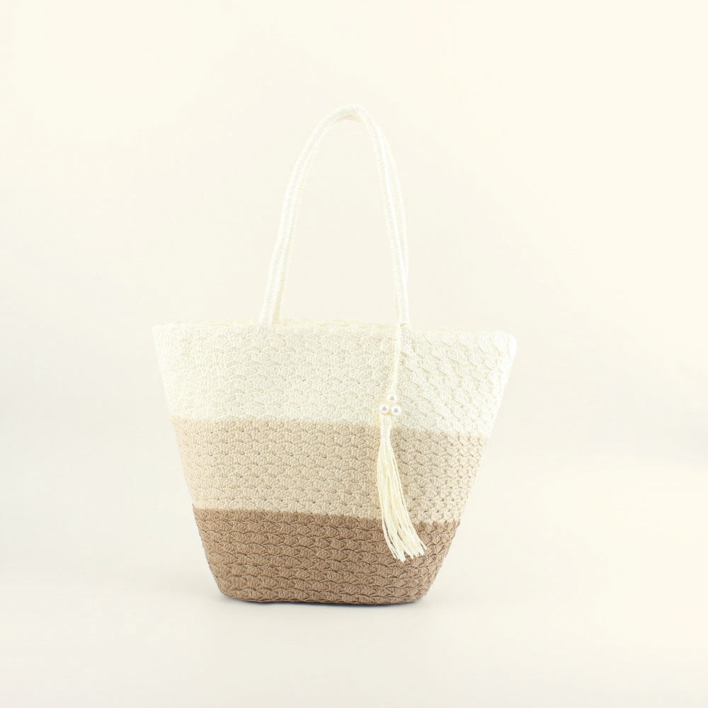 Fashionable crochet shoulder bag with tassel Bowlift