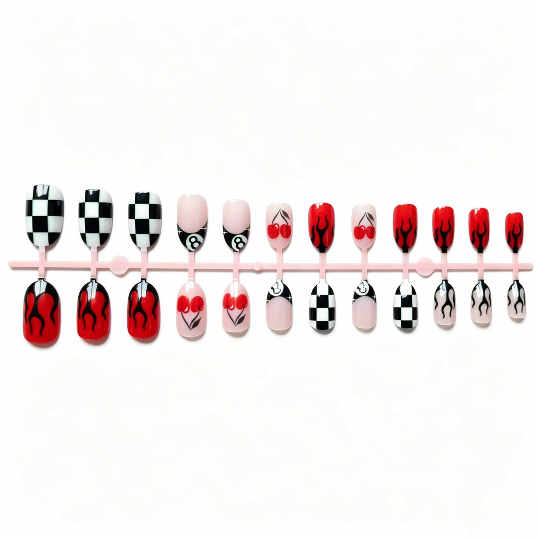 Artistic Flame and Cherry Nail Art Set