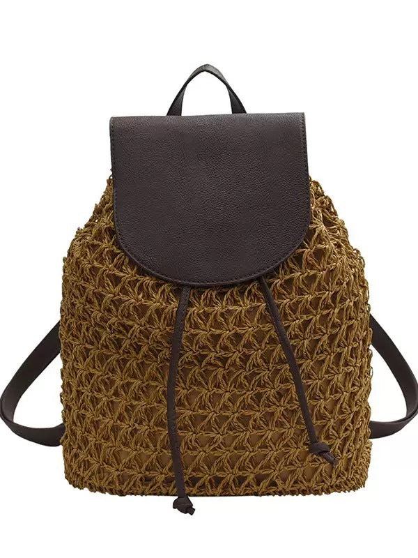 Macrame Backpack with Leather Flap Bowlift