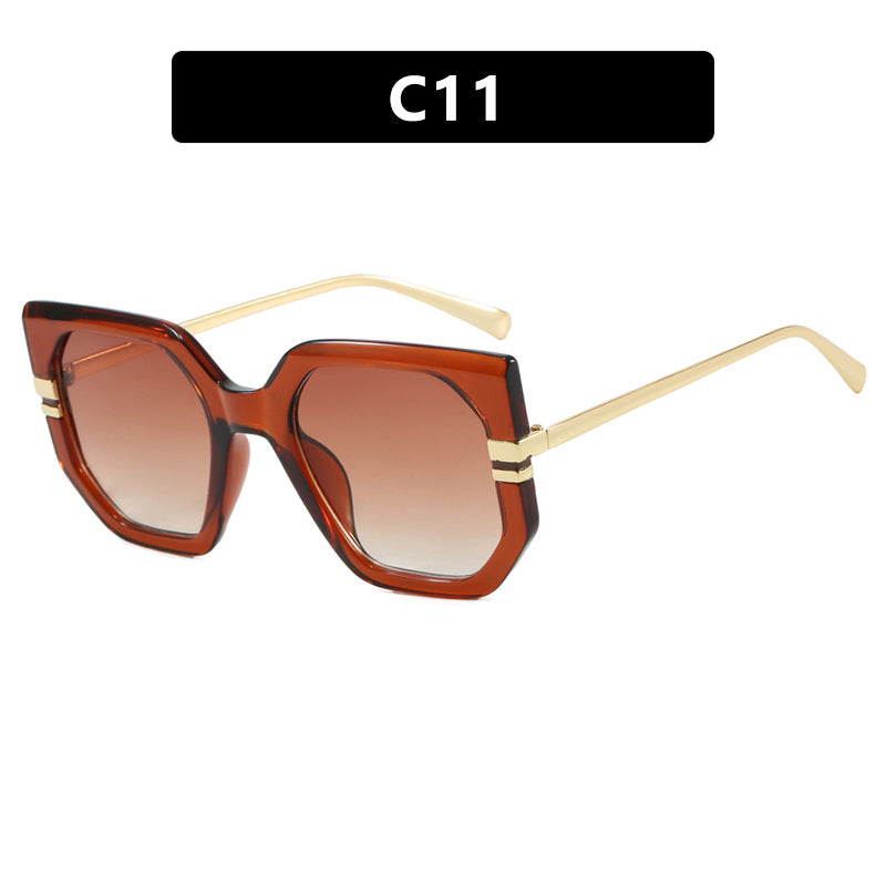 Women's geometric sunglasses with luxurious gold frame and polarized lenses Bowlift