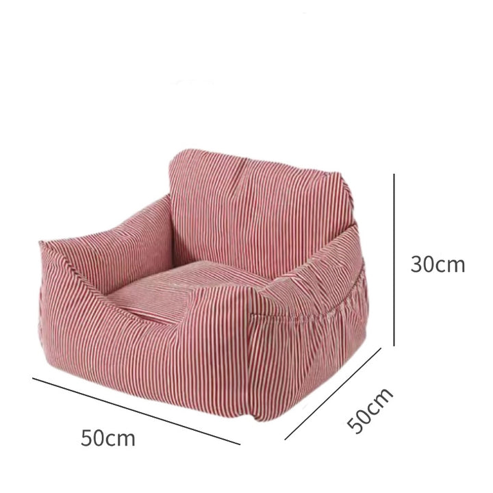 Cushioned Striped Pet Armchair Dog Bed