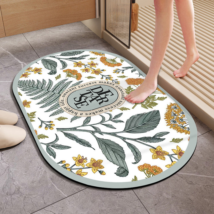 Floral Patterned Bath Mat Bowlift