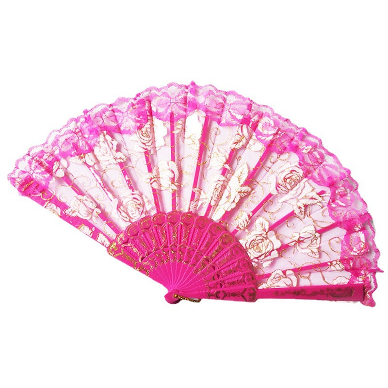 Ladies' Fan with Floral Lace Designs Bowlift