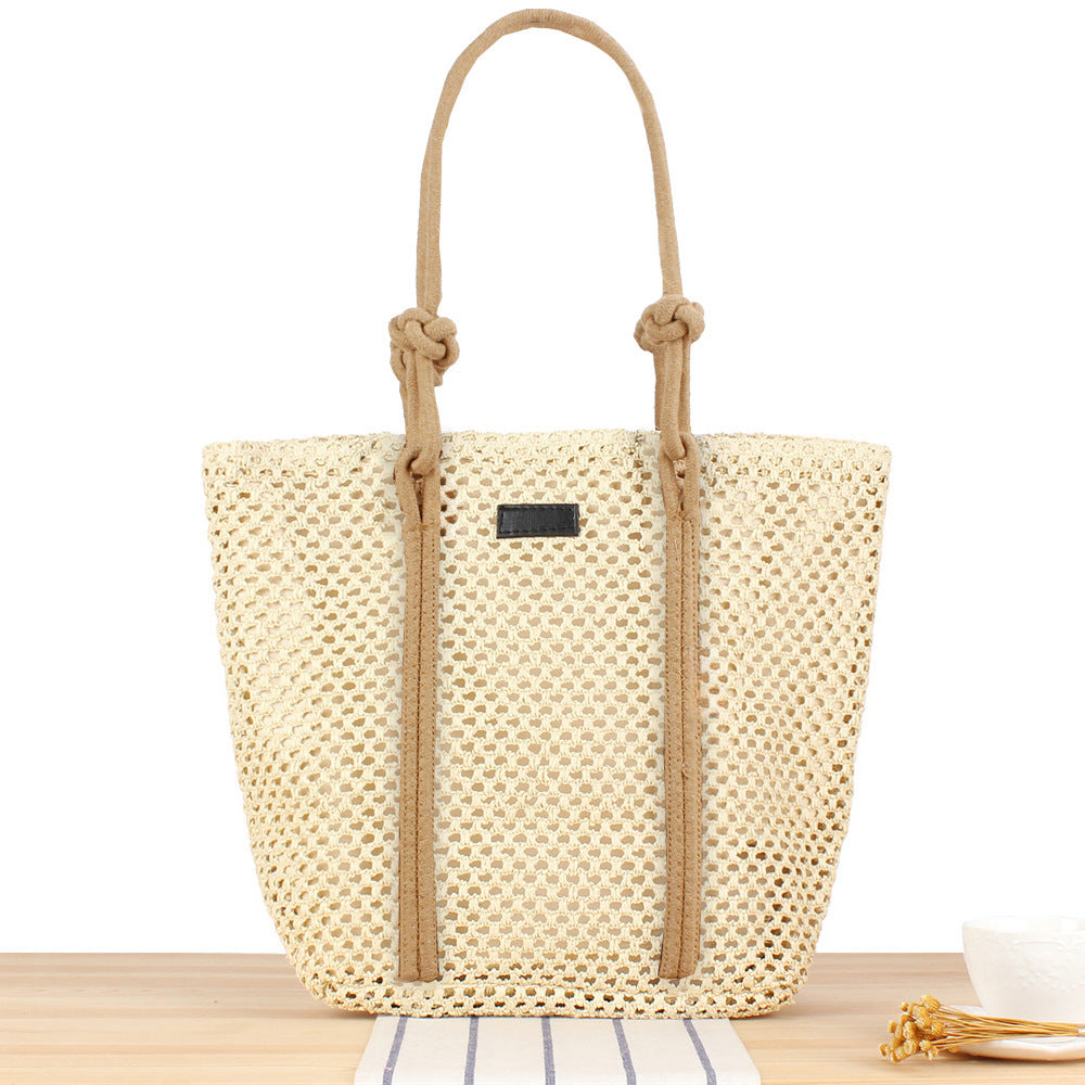 Trendy Bast tote bag with decorative faux leather straps Bowlift