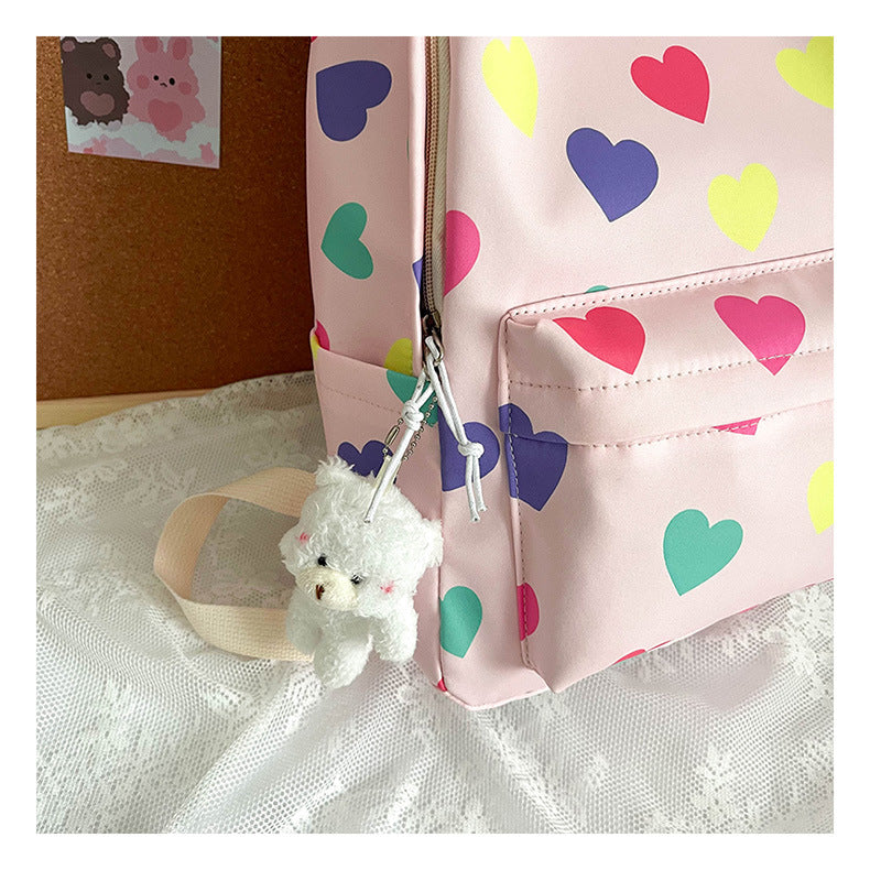 Heart-Patterned Casual Backpack Bowlift