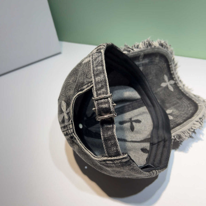 Unisex Distressed Denim Frayed Cap Bowlift