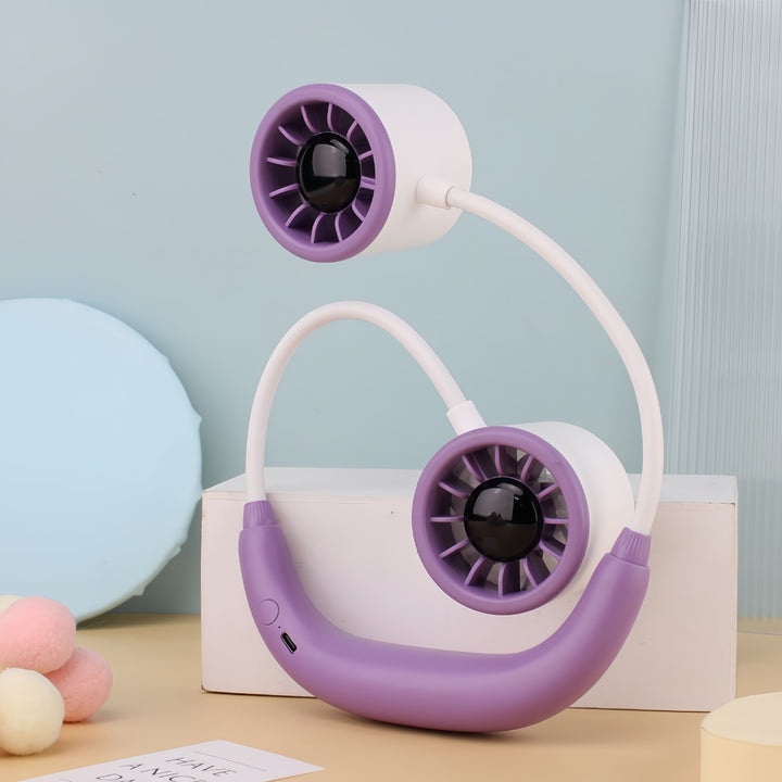 Ladies Portable Neck Fan with Dual Air Circulation Bowlift