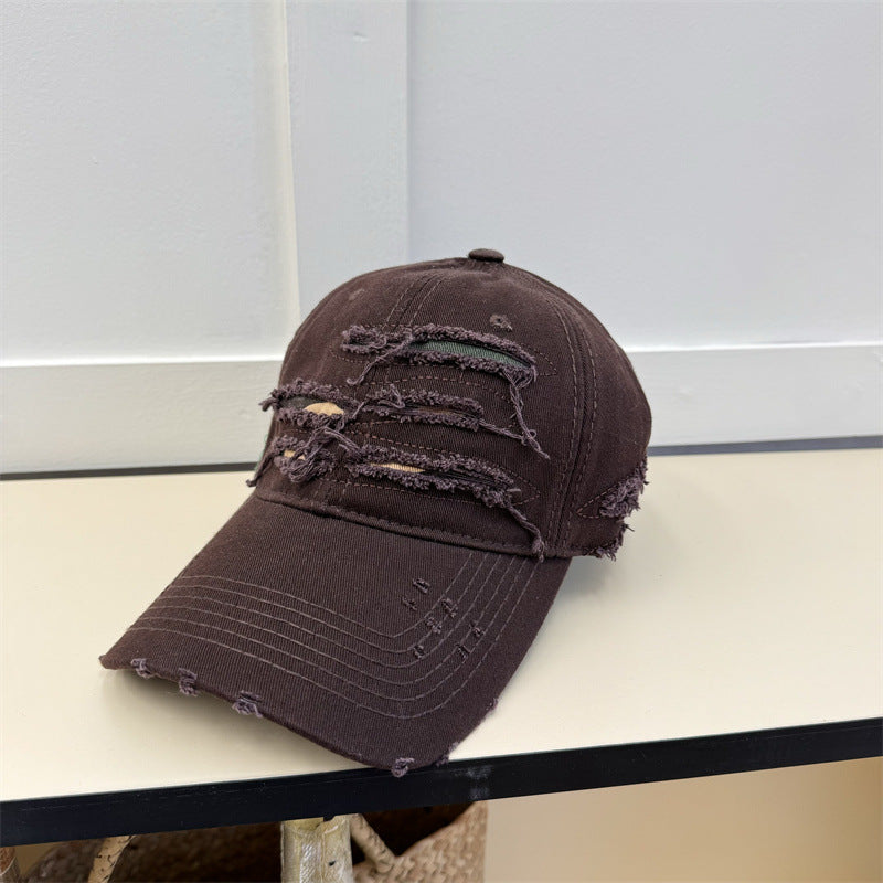 Men's Distressed Denim Baseball Cap Bowlift