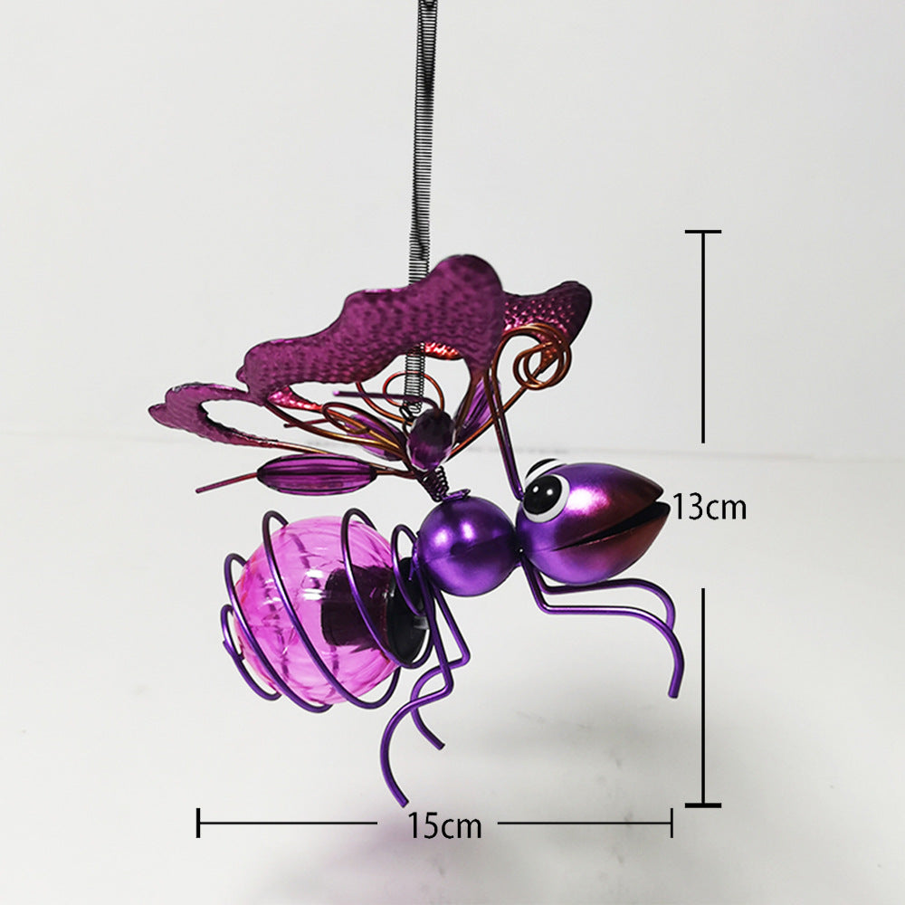 Whimsical Hanging Glass Bee Solar Garden Lantern Ornament Bowlift