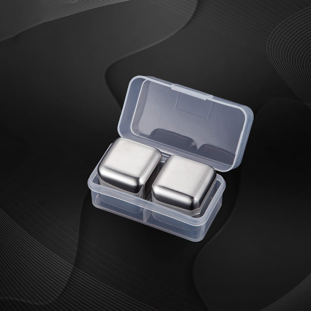 Premium Stainless Steel Whiskey Chilling Cubes Multi-piece Set with Silicone Storage Tray and Tongs Bowlift