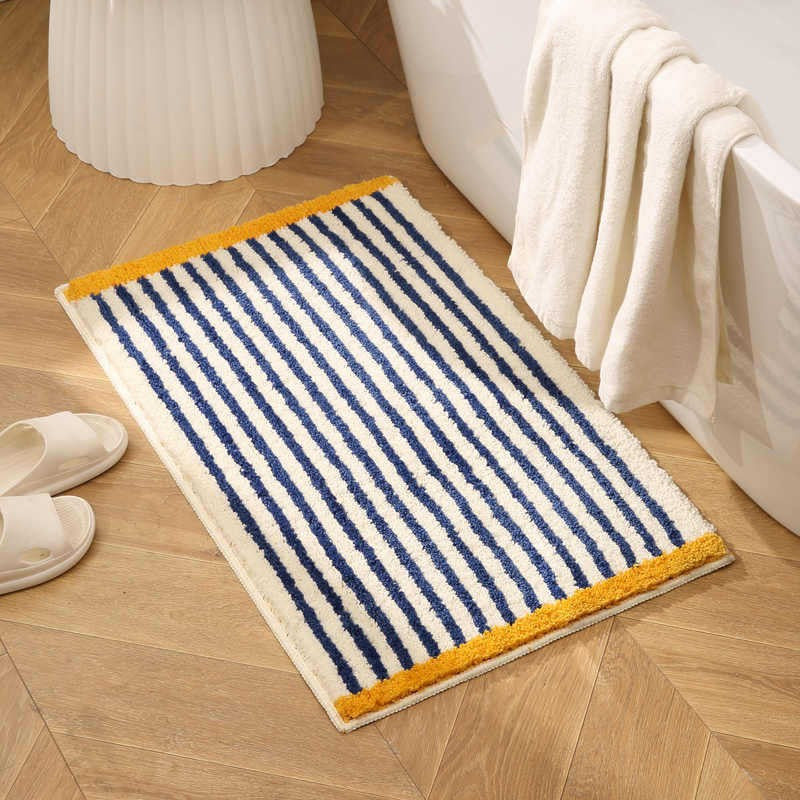 Geometric Textured Plush Bath Mat Bowlift