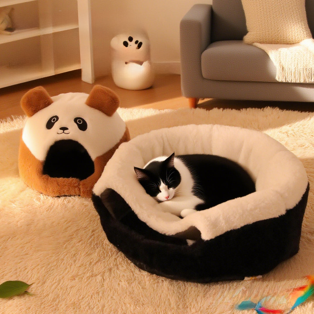 Panda-Themed Cozy Dog Bed