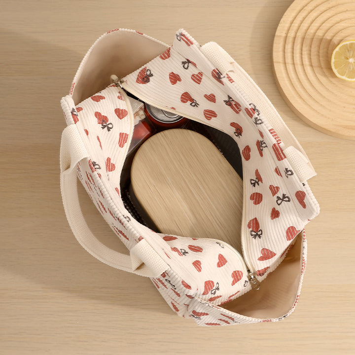 Insulated Heart Print Lunch Tote Bowlift
