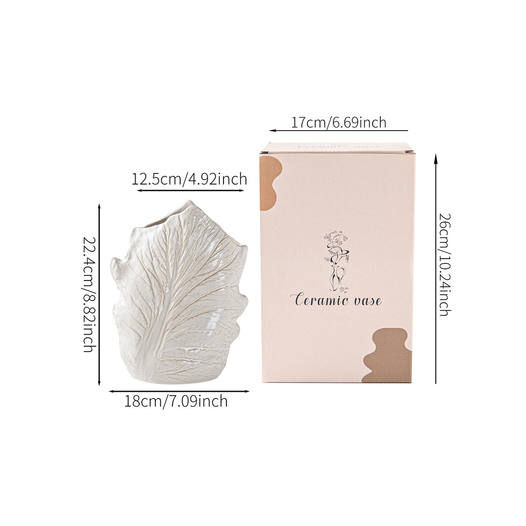 Decorative Ceramic Leaf-Shaped Centerpiece Vase