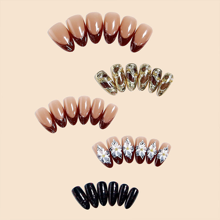 Exquisite artificial nails with 3D flower decoration Bowlift