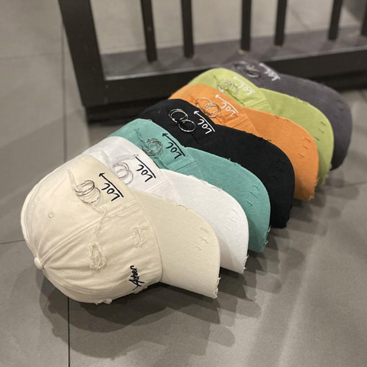 Men's Distressed Denim Cap Bowlift