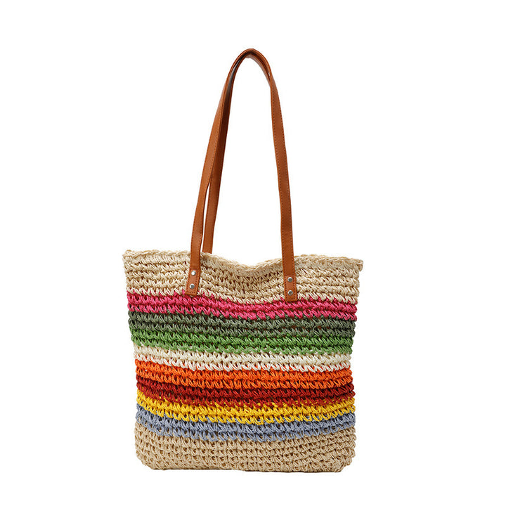 Handmade beach bag with colorful striped pattern Bowlift
