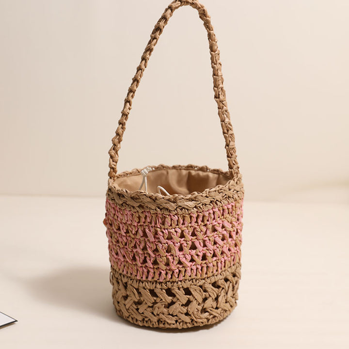 Trendy Handmade Basket Bag with Practical Drawstring Closure Bowlift
