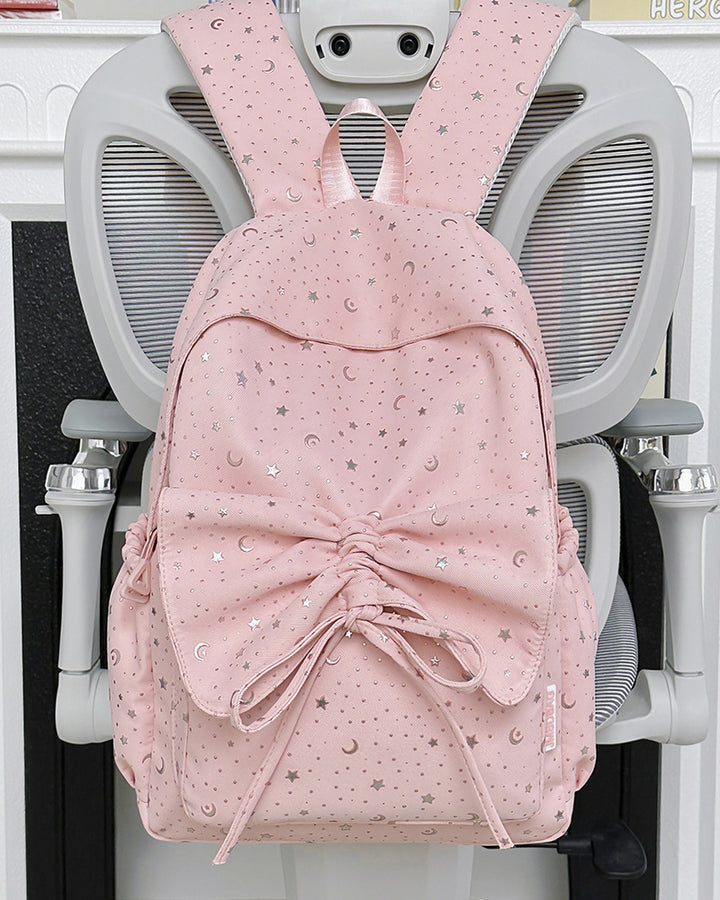 Starry Print Bow-Detail Backpack Bowlift